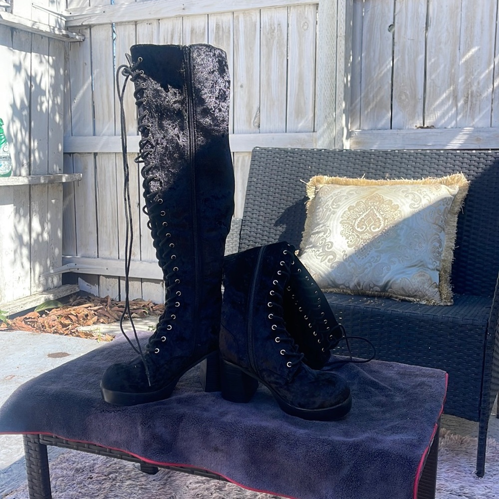 Thigh High Velvet Boots